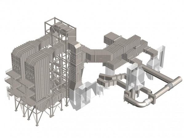 3D model of Oil Refinery Balance of Plant Ductwork and SCR Reactors in Baytown, Texas